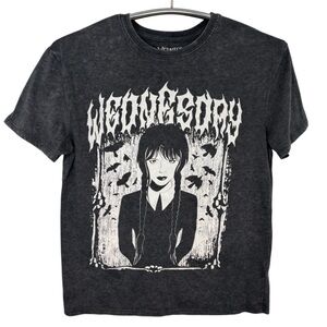 Wednesday Adams Design Youth Mineral Wash Black Short Sleeve T-Shirt Size XL